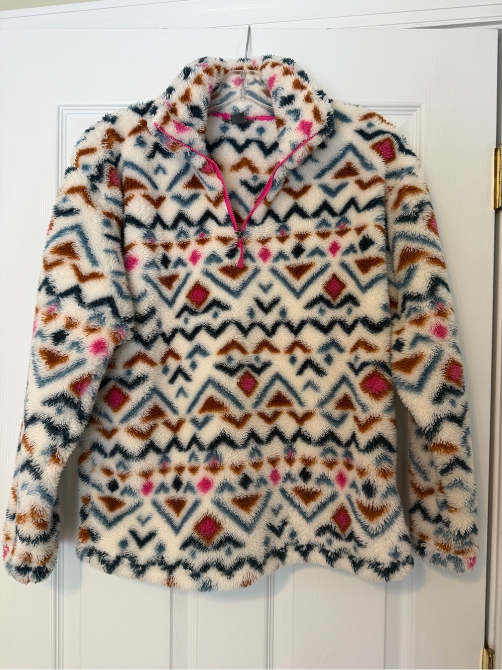 Eddie Bauer womens Aztec geometric fleece pullover size Medium